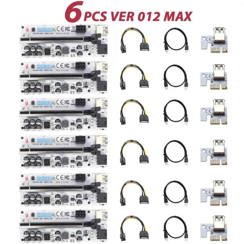 

6PCS Riser VER012 USB 3.0 PCI-E Riser VER012MAX Express Cable Riser For Video Card X16 Extender PCI-E Riser Card For Mining