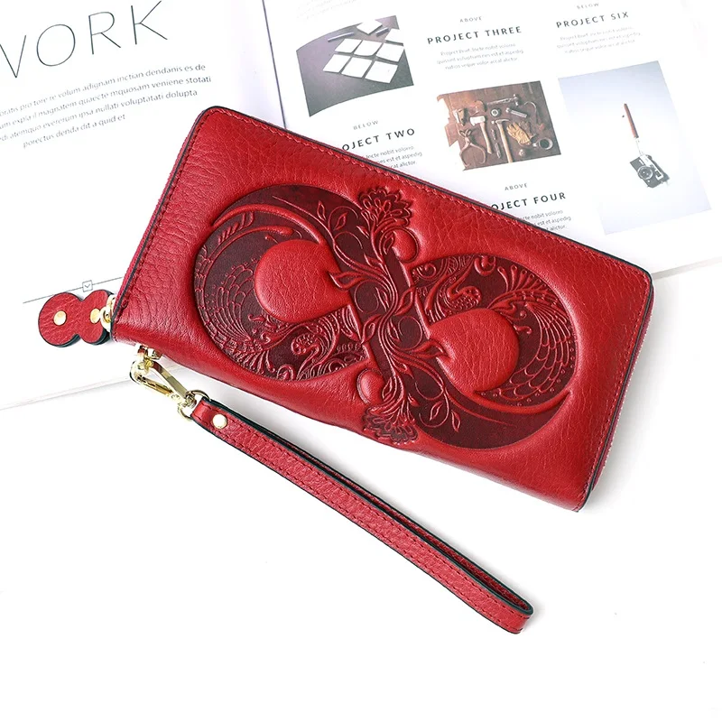 genuine leather wallet women 2022 new womens wallets long zipper purse large ladies clutch bag for cell phone and card holder free global shipping
