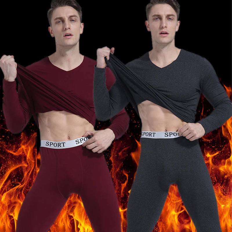 2022 Winter Male seamless thermal underwear set with a constant temperature of 37 degrees down heat cation qiuku Men's Pajamas L