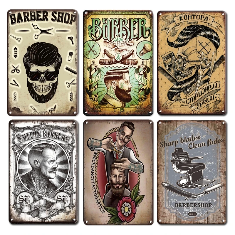 

Classic Barber Metal Poster Tin Sign Vintage Barber Shop Wall Decorative Metal Plate Signs Shabby Chic Home Decor Accessories