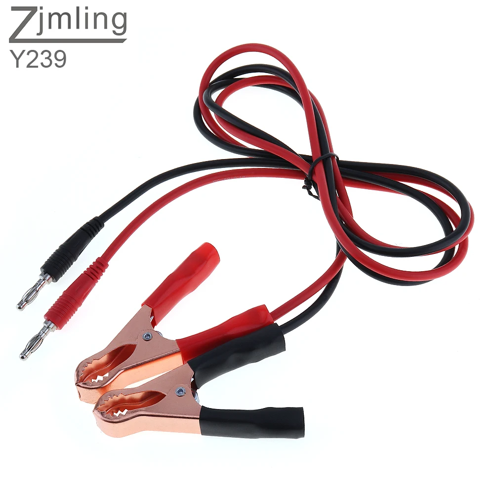 

2pcs Banana Plug Turn 80mm Alligator Clip Test Line w/ 4mm External Diameter 18AWG Pure Copper Core Wire for Power Supply Test