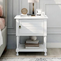 Versatile Nightstand with Two Built-in Shelves Cabinet and an Open Storage,Convenient Charging Design lamp table entry table,