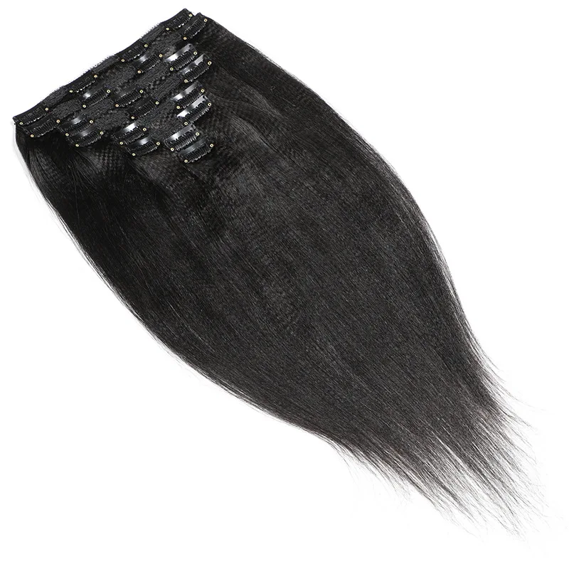 

Halo Lady Beauty Yaki Straight Clip In Extensions Human Hair Brazilian Hairpiece 8-24 Inch Remy For Black Women 120G 8Pcs/Set