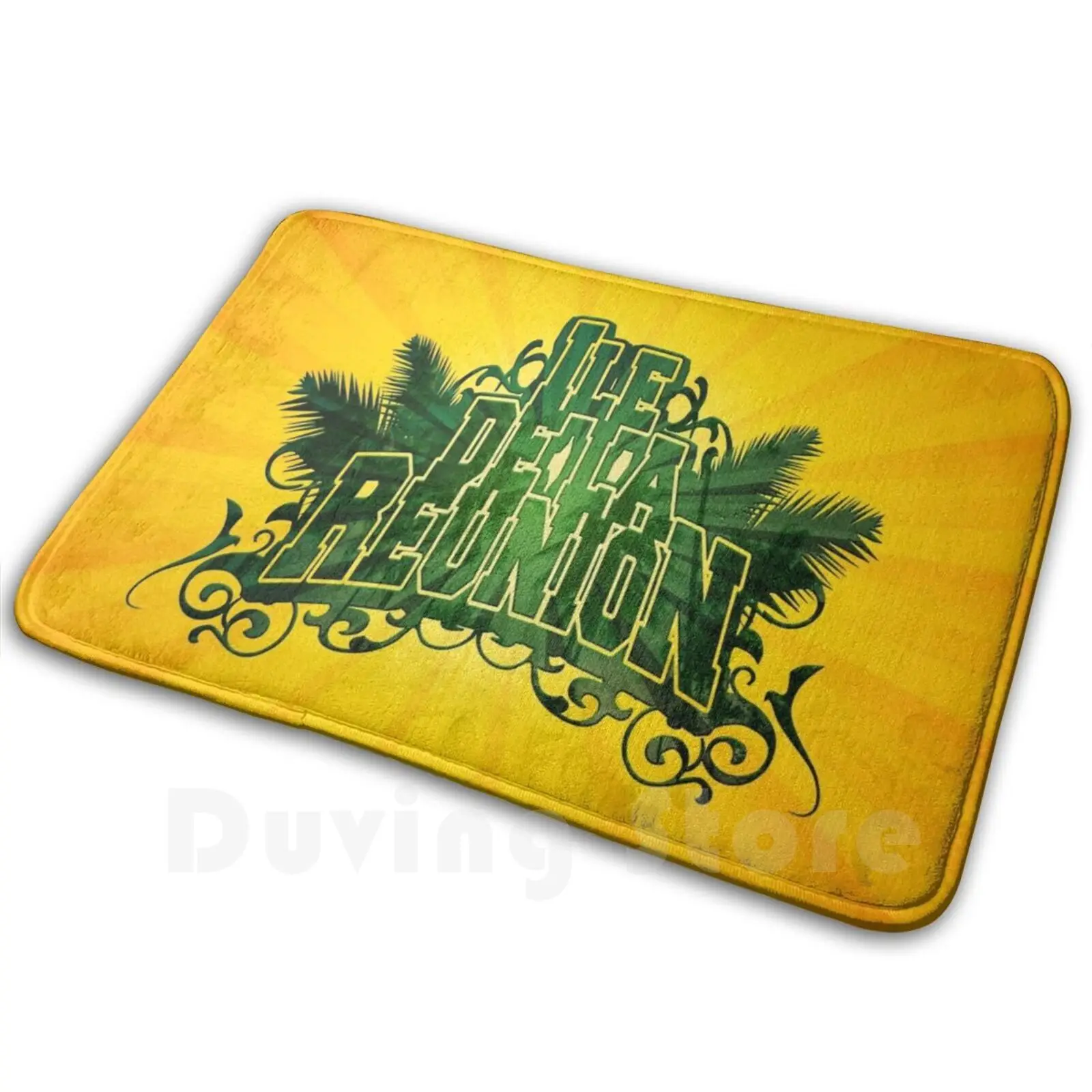 Коврик Reunion Island с зеленой ладонью мягкий нескользящий коврик 974