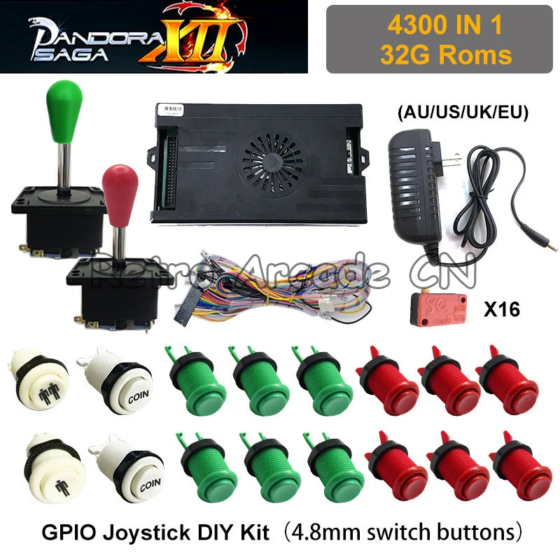 

Joystick Power Switch Push Button Cable Kit 4300 in 1 Pandora Box Retro Arcade Game Add more games HDMI/VGA Output 4 Players