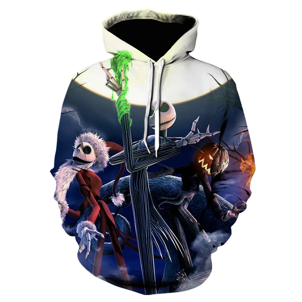 

New little skull head anime hunting fashion clothing punk heavy metal style hooded 3D printing men's women's children's sweater