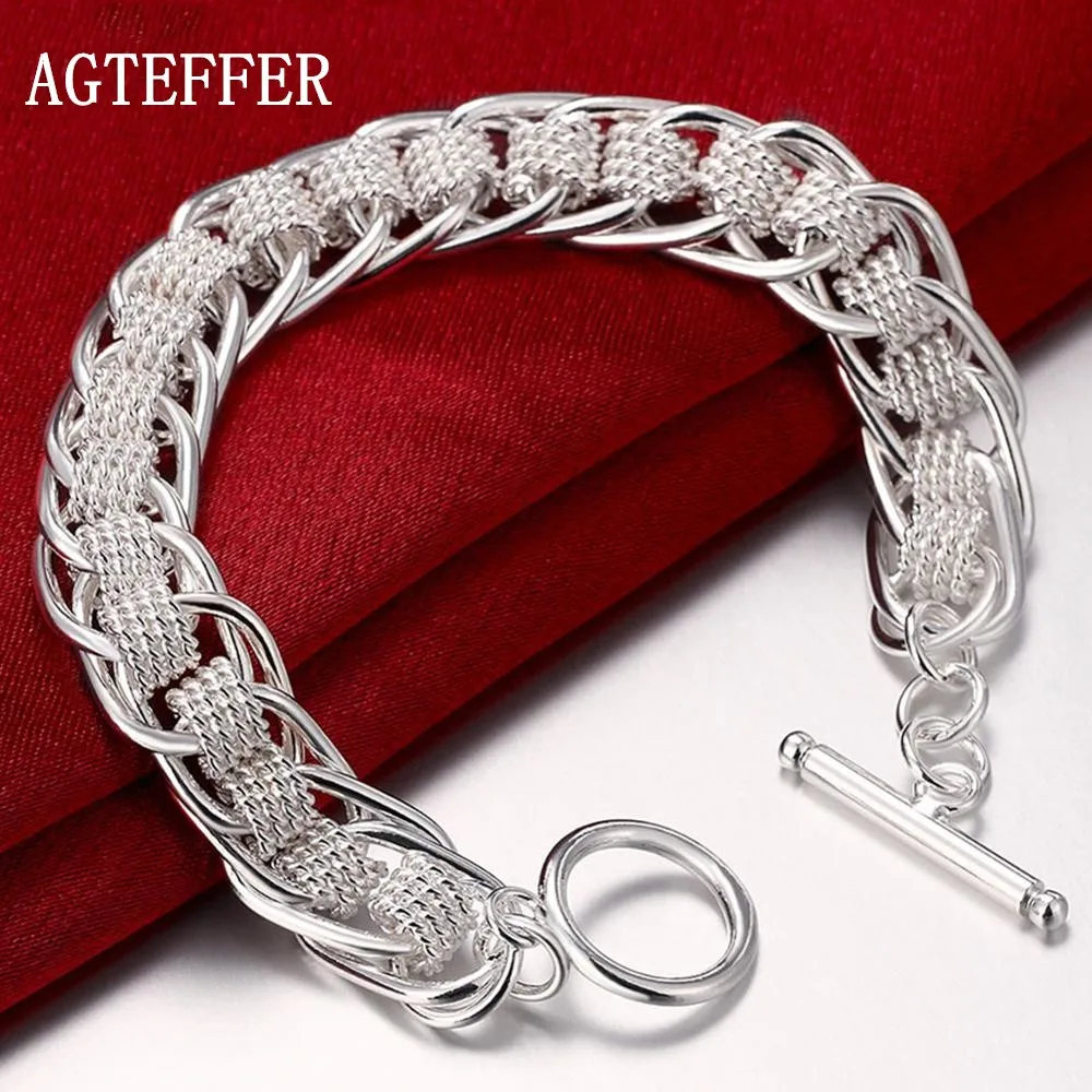 

AGTEFFER 925 Sterling Silver High Quality Lady Bracelet Many Circle Charm Bracelets Jewelry for Women Men Wholesale Wedding Gift