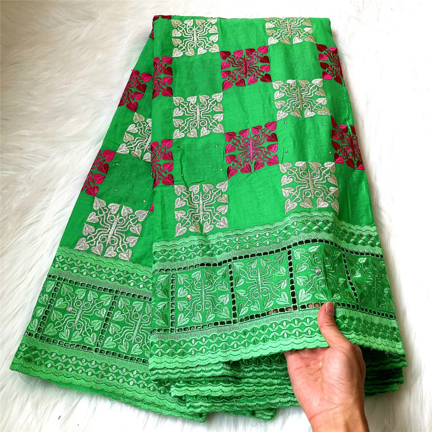 Красивая африканская швейцарская вуаль кружевная ткань 100% Хлопок Вышитая 2021