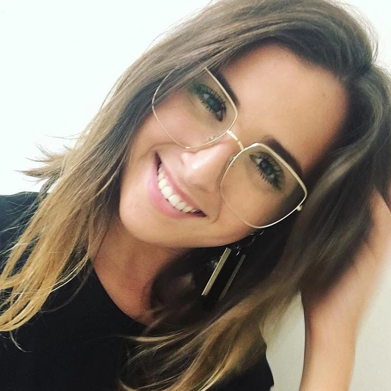 

Women's Glasses Rectangular Metal Clear Computer Optical Lenses Oversize Fake Eyeglass Frames Luxury Decorative Glasses