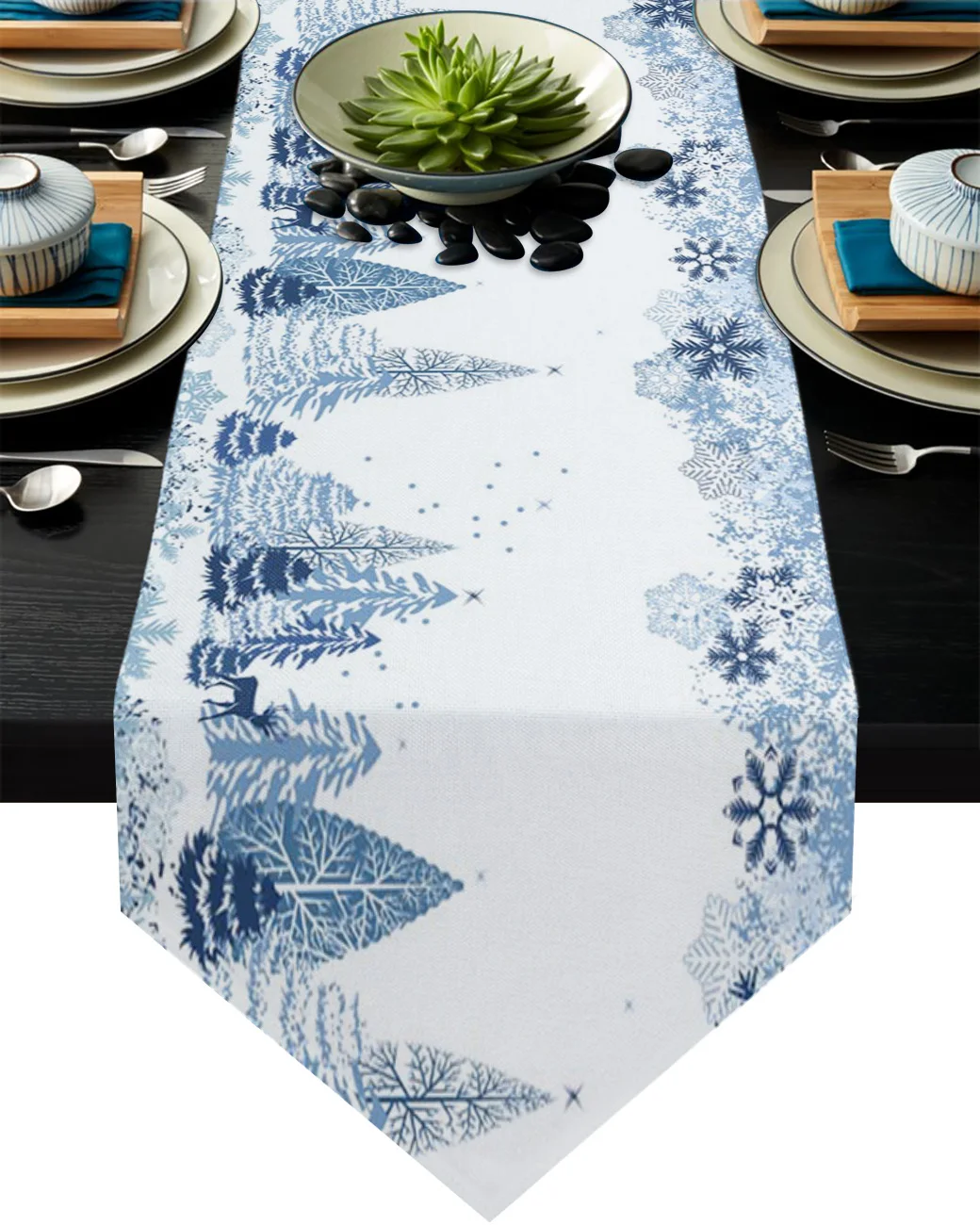 

Christmas Snowflake Arbor Winter Table Runners Tablecloths Wedding Party Christmas Decoration Table Cover New Year Xmas Decor