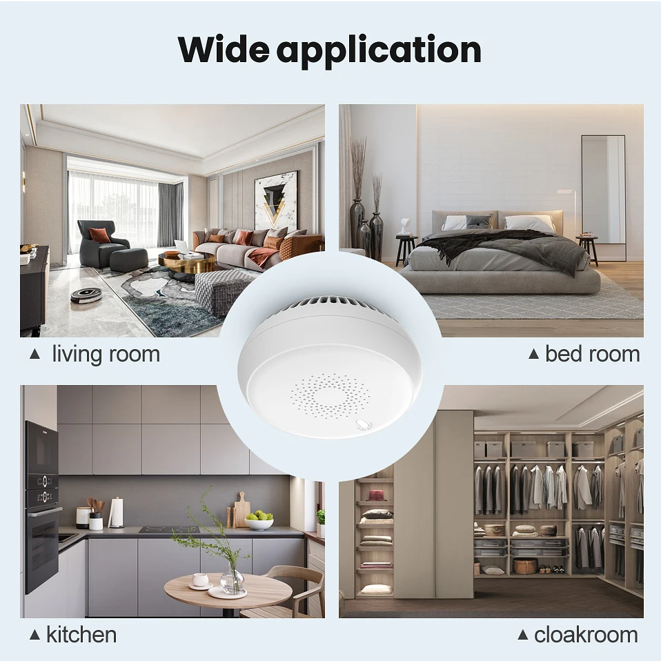 Смарт-детектор дыма AVATTO Tuya Zigbee управление через приложение Smart Life датчик Пожарной