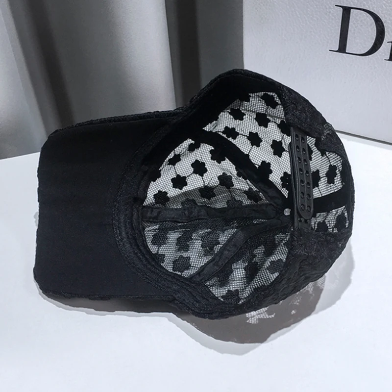 

Brand Summer Lace Hat Cotton Baseball Cap For Women Breathable Mesh Girls Snapback Hip Hop Fashion Female Caps Adjustable