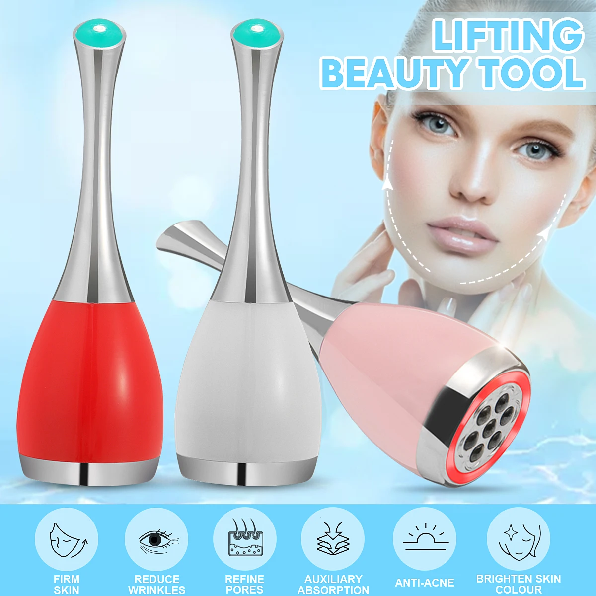 Искусственный инструмент для подтяжки лица красоты кожи ионное двойное питание