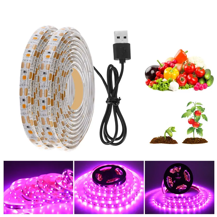 

LED Grow Light Full Spectrum USB Grow Light Strip 2835 Chip LED Phyto Lamp for Plants Flowers Greenhouse Hydroponic growth tent