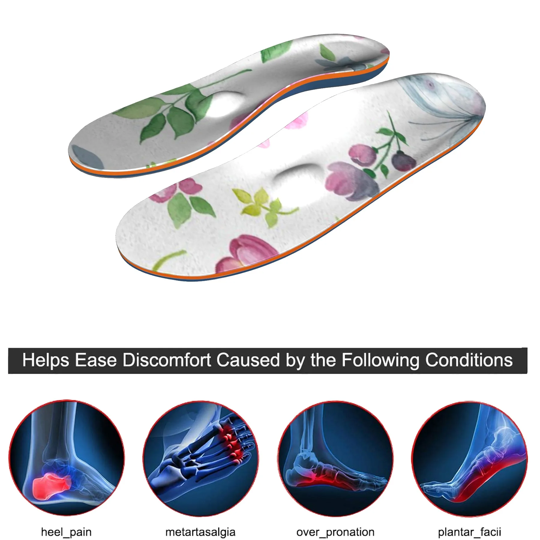 Color high arch support, orthopedic insoles, plantar exercises, plantar fasciitis, running insoles