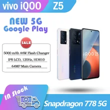ViVO – Smartphone iqoo Z5 5G, Original, google play store, Snapdragon 778, écran LCD IPS 120Hz, 5000 mAh, chargeur flash 44W, NFC, caméra 64mp  (1)