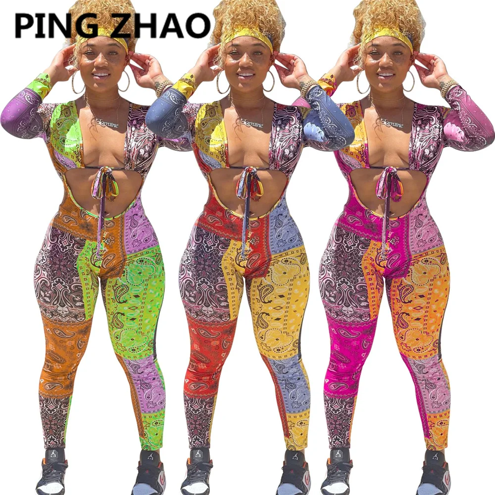 Женский Облегающий комбинезон на бретельках с принтом пикантный для ночного