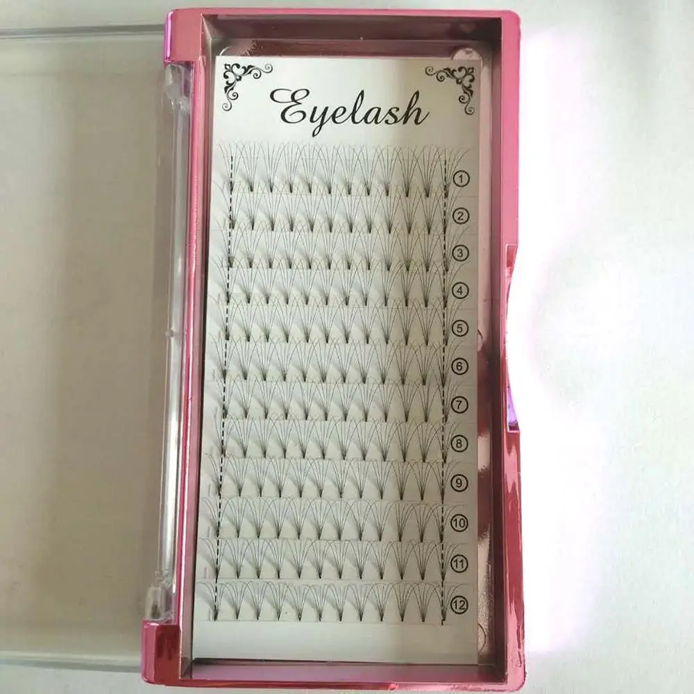 

12 lines Premade Russian Volume Fans 2-8D 10D 20D C D curl 7-17mm Premade Eyelash Extensions Supplies customizable label