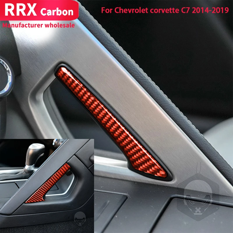 

RRX Center Console Panel Handle Cover Decoration Trim Sticker for Chevrolet Corvette C7 2014-2019 Carbon Fiber Red Car Styling