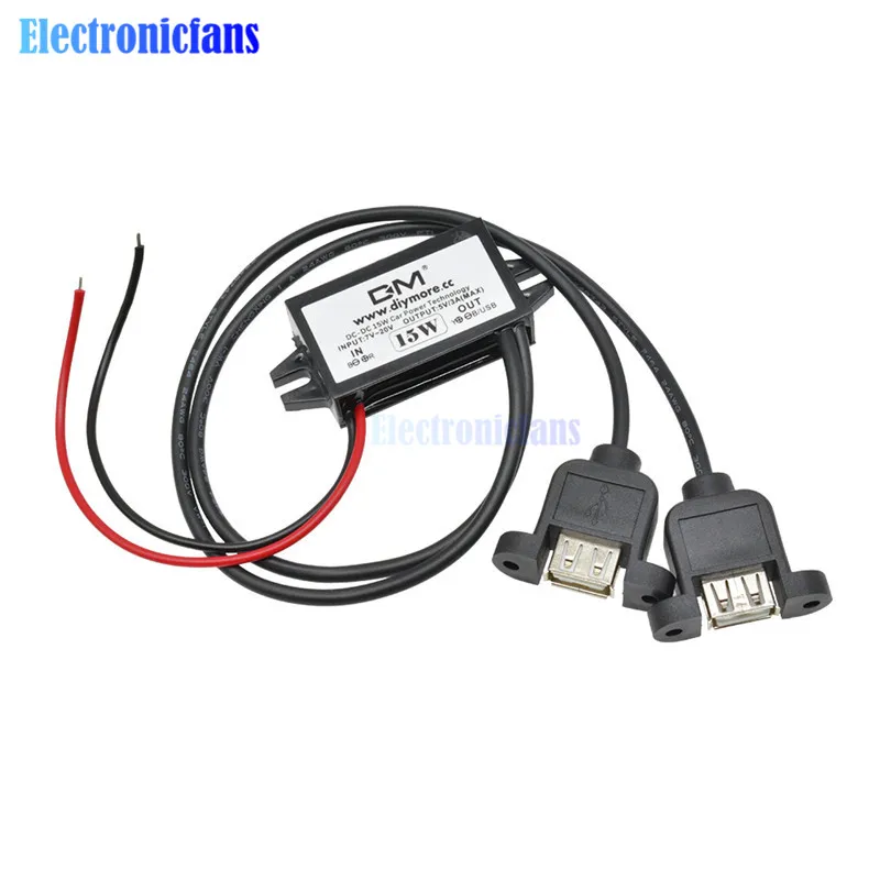 DC-DC 12 В до 5 макс. 3 А двойной USB понижающий преобразователь адаптер автомобильный