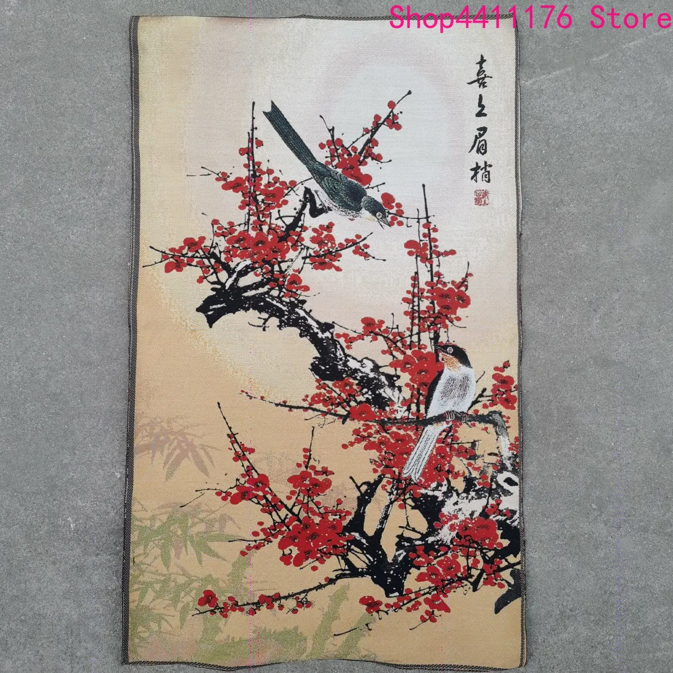 

Chinese Thangka Silk Happy Eyebrow Embroidery Interior Decoration Painting size 52x87cm