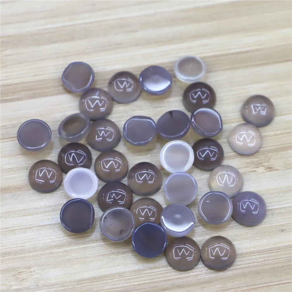 

Fashion Natural Stone Beads 10MM Gray Agates Round Cabochon Necklace Jewelry 40Pcs/lot Wholesale Diy Ring Accessories
