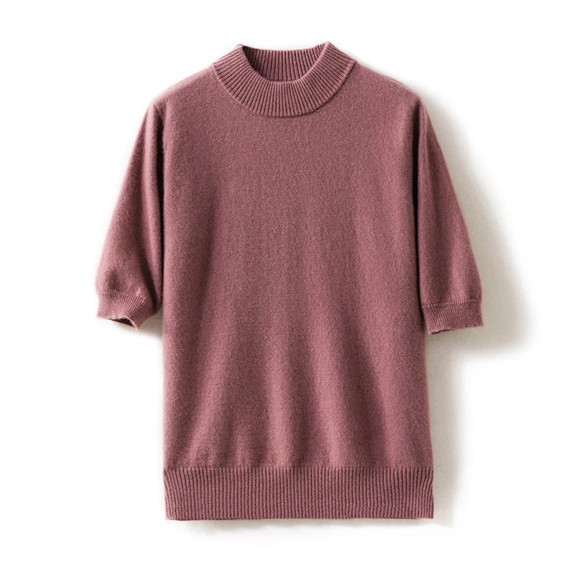 2020 Для женщин натуральная шерсть кашемир 35 высокое в рубчик с О-образным вырезом