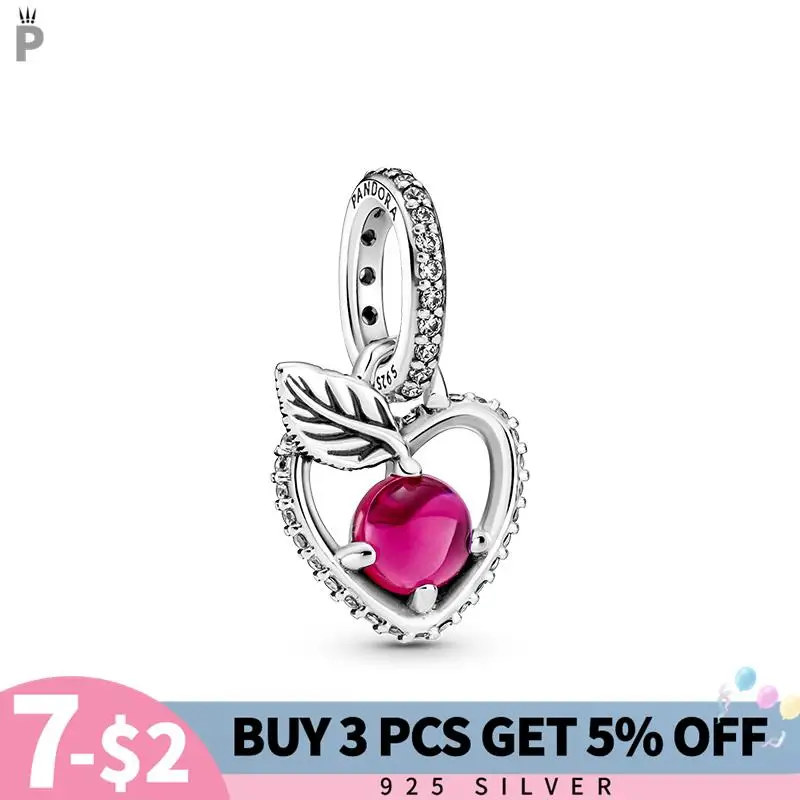 

925 Sterling Silver Beads Princess Apple Pendant Snow White Charms Fit Original Pandora Bracelet For Women Jewelry DIY Girl Gift