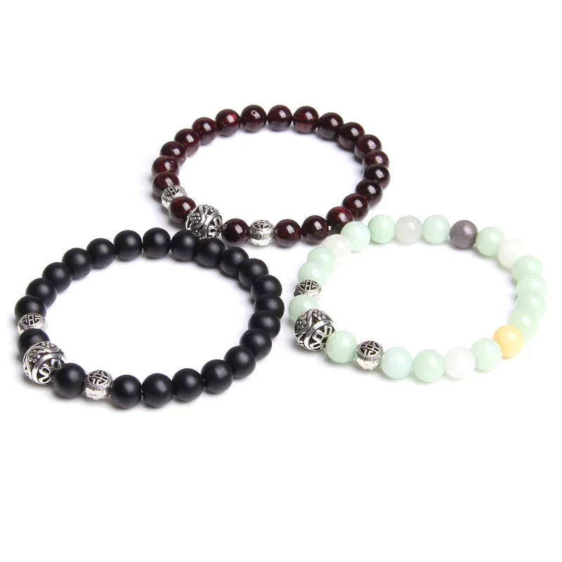 Женский мужской серебряный металлический браслет-Талисман из бусинок синтез