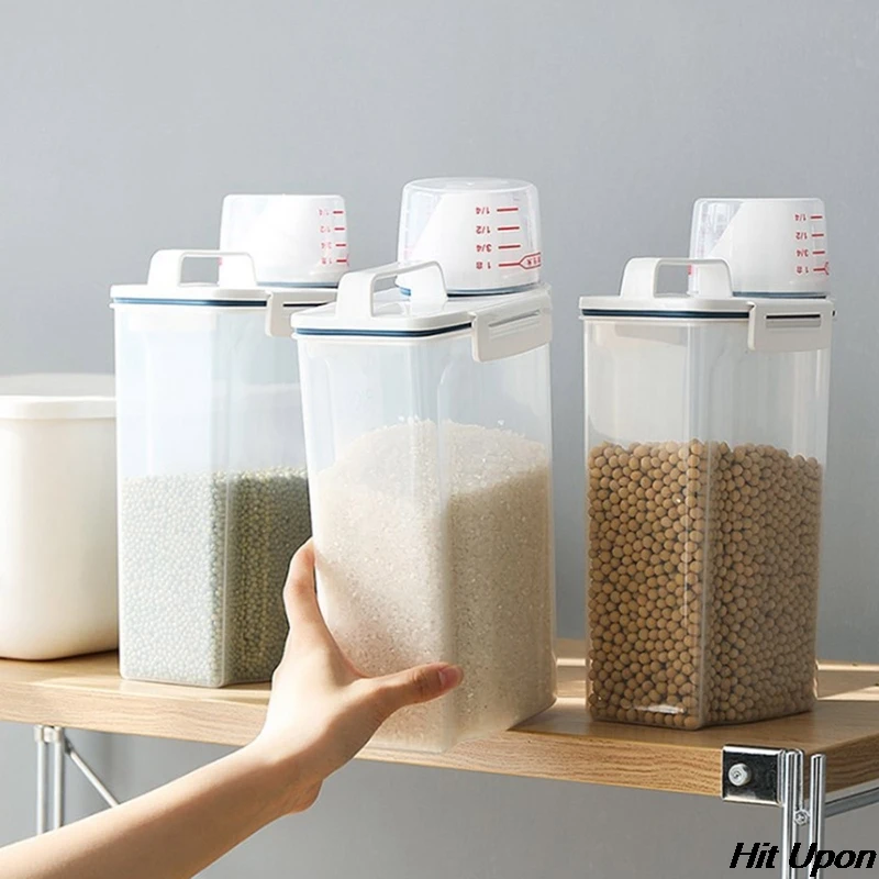 

2.5L Plastic Cereal Dispenser Storage Box Kitchen Food Grain Rice Container Moisture-Proof Rice Grains Storage Barrels