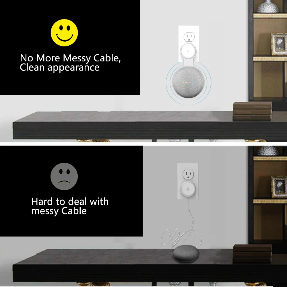 Для Google Home Мини-розетка настенный держатель аудио голосовой помощник штекер в спальню Ванная комната Кухня Исследование аудио поддержка