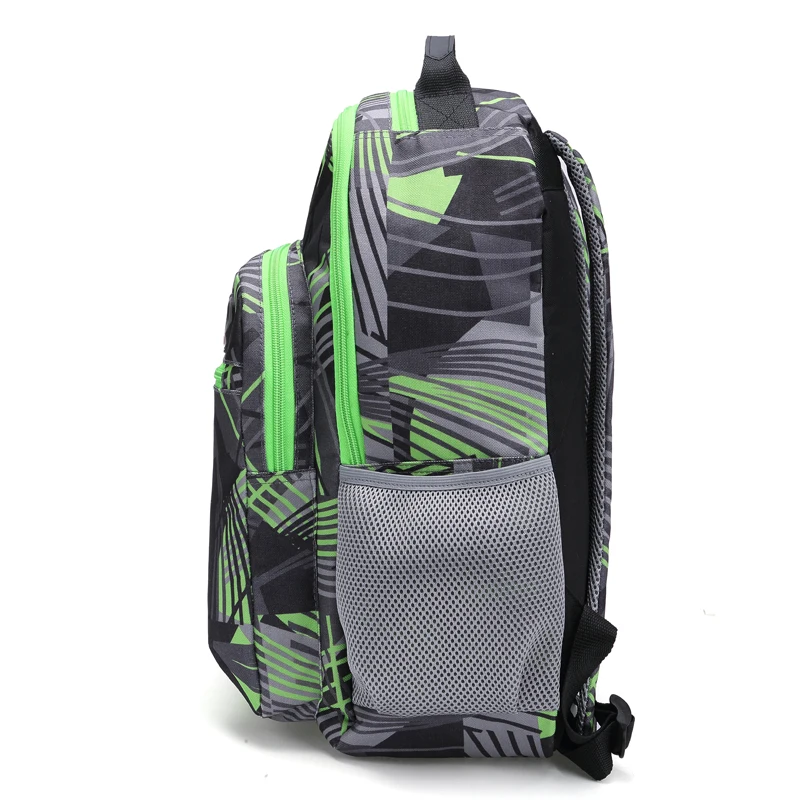Geometric Prints School Bag for Boys Nylon Men Rucksack Multifunctional Travel Backpack Sports Bag Bookbag School Teen 17.7''