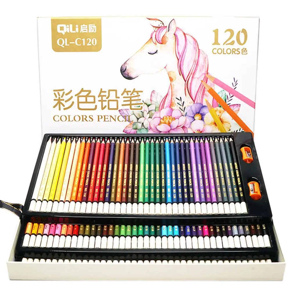 

120 Color Wooden Portable Colored Pencil Hand-painted Boxed Oily Colored Pencils Color Art Painting