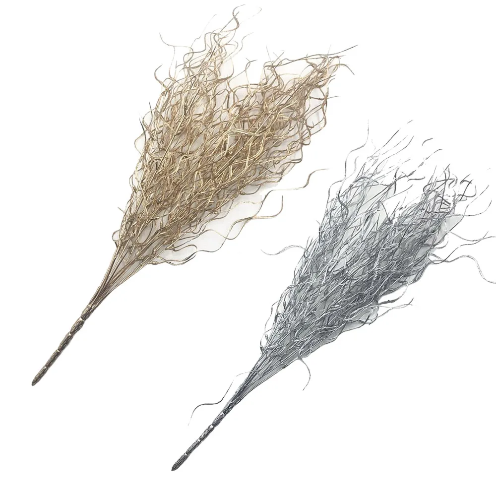 Фигурная ветка смоченная золотом и серебром имитация растения для свадебного