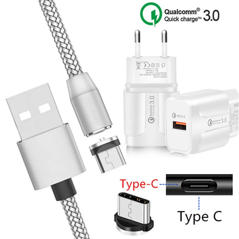 Oppo Reno Z Магнитный USB QC 3 0 быстрое зарядное устройство Тип C зарядный шнур для Samsung