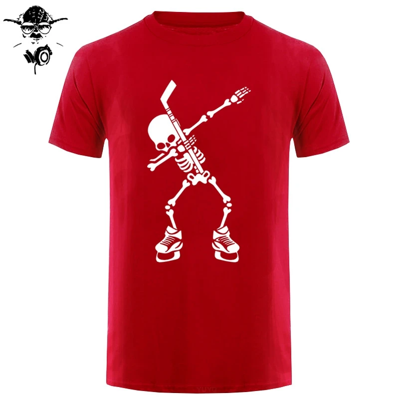 Hockeyer Skeleton Dabbing танцевальная футболка для Хэллоуина новая мужские модные футболки