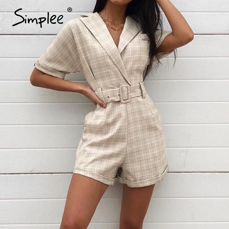 Simplee Женский Классический Клетчатый пояс повседневный костюм с v образным
