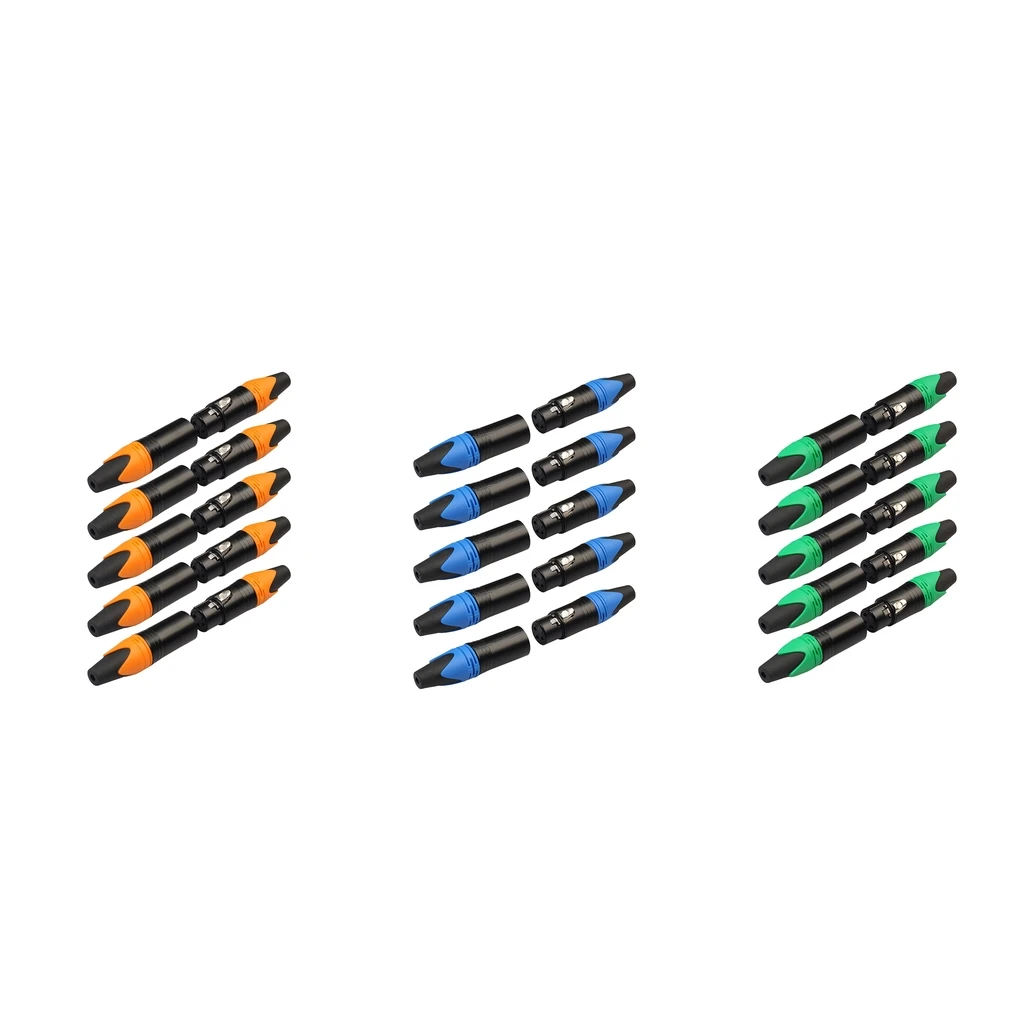 

30 Pairs XLR Connector Male/Female DIY Making Adapter Plated Plug Colorful