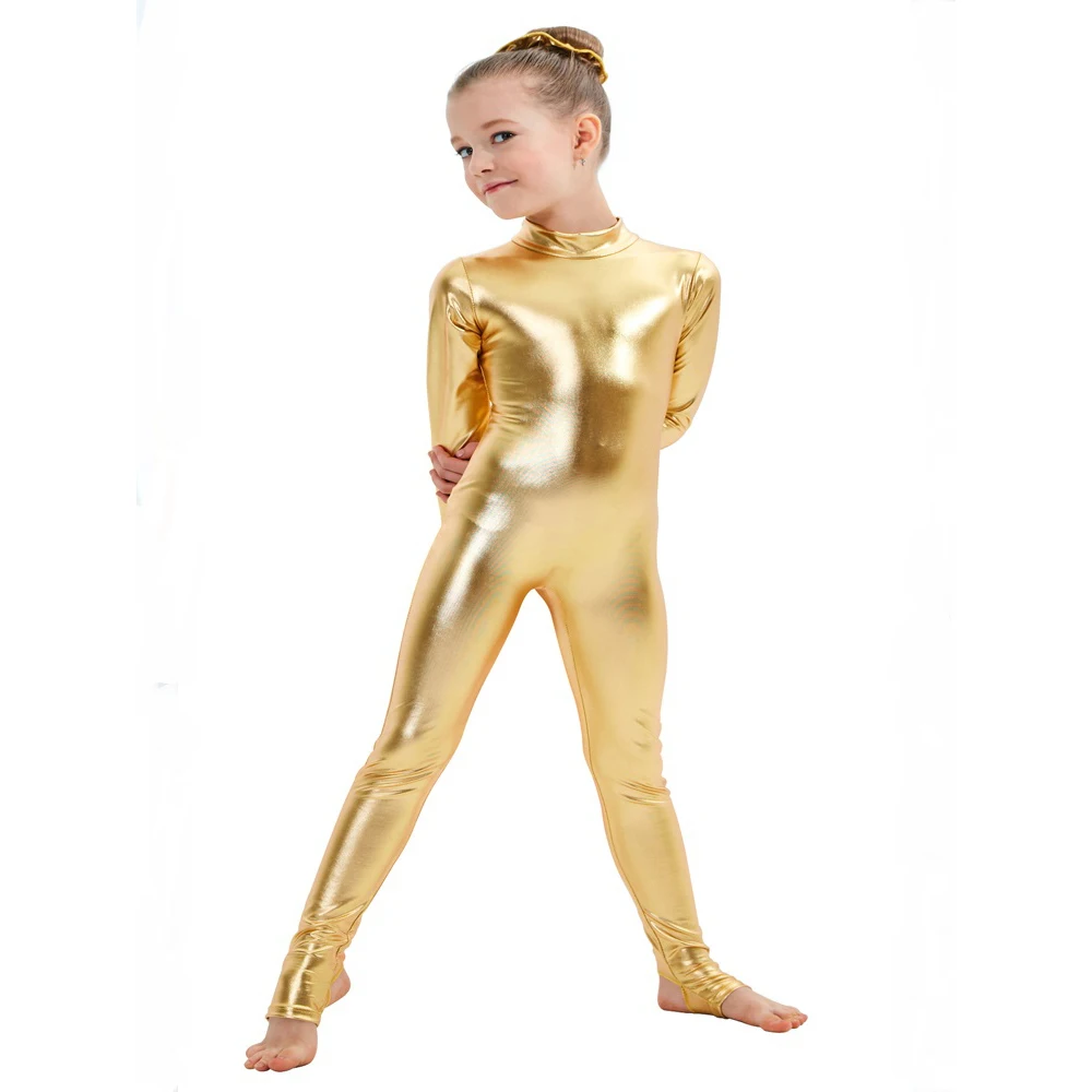 Детский Блестящий Комбинезон на молнии с длинным рукавом молнии|Балет| |