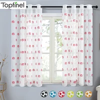 topfinel football pattern short sheer curtains for living room bedroom boys room embroidered window treatment voile tulles
