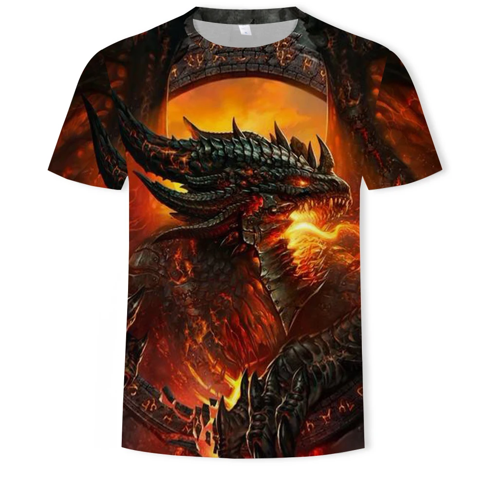 

New Summer 3D Printing Dragon Of Terror Men's Fun Top Casual Short Sleeve Color Neutral Round Neck Hip Hop T-Shirt XXS-6XL