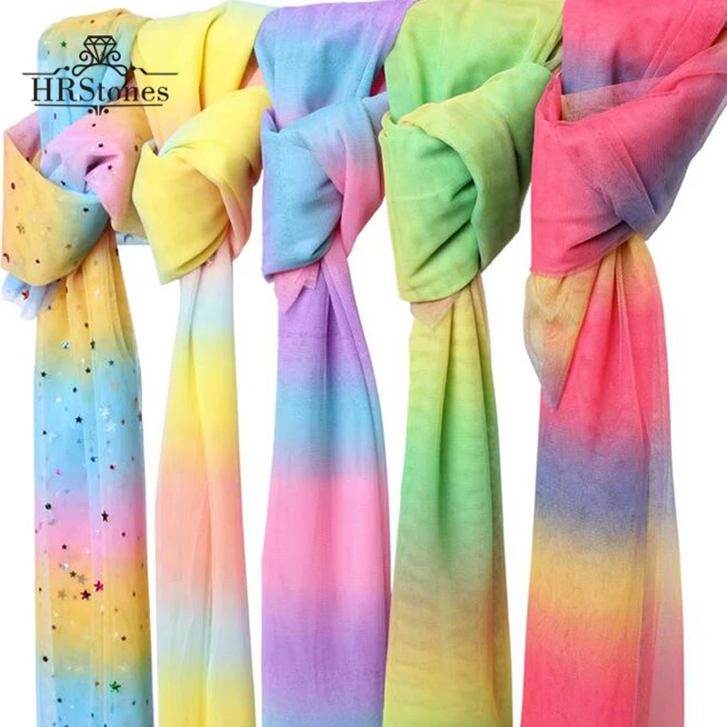 Rainbow Gradient Mesh Fabric Starry Gauze Yarn Pink Background Cloth Net Red Nail Photo Lace sequins | Дом и сад