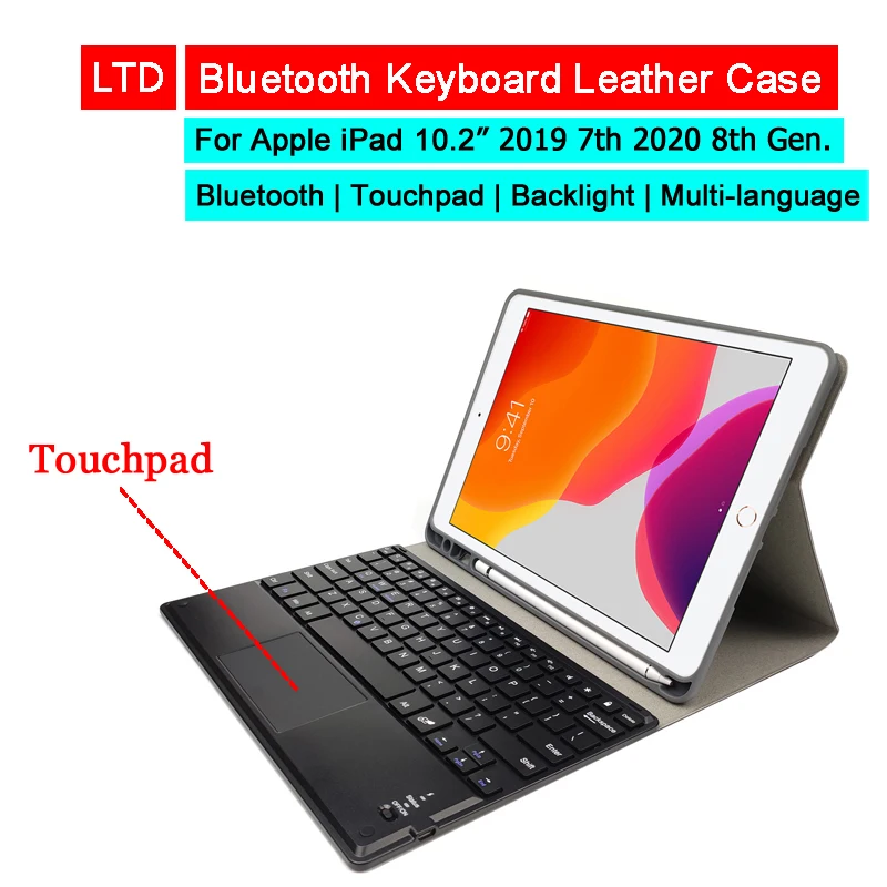 Bluetooth клавиатура ткань Стиль чехол для iPad 10 2 2019 7th 2020 8th генерал трекпад с
