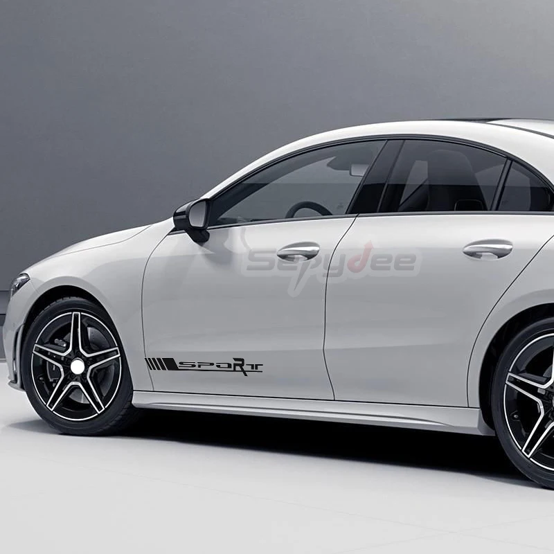 

2Pcs Racing Sport Door Side Stickers Vinyl Film Decal for Mercedes Benz W176 W117 C117 W212 W203 W204 W205 C63 CLA GLA A45 AMG