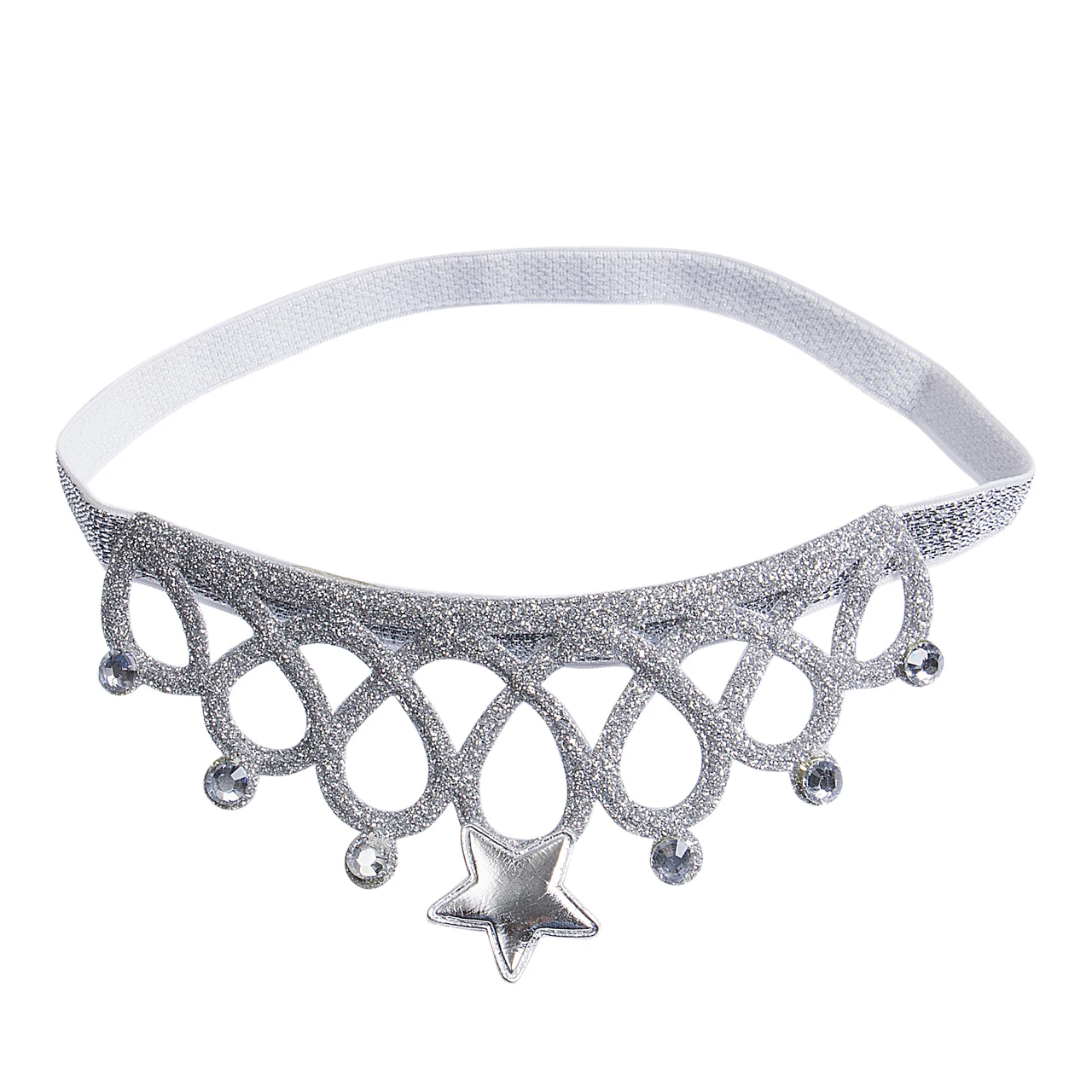 Новые детские аксессуары для волос в стиле принцессы королевы, ободки для волос для маленьких девочек, звездная корона, эластичная ободка для волос золотого и серебряного цветов.