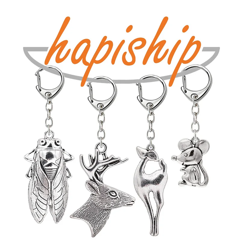 Hapiship женские/мужские Модные Винтажные брелки в виде мышки собаки оленя бабочки