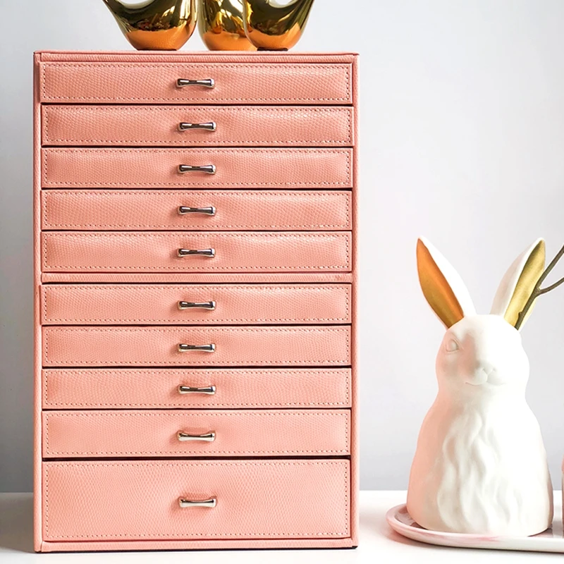 Кожаная Многоуровневая шкатулка для ювелирных изделий коробка хранения цепочек