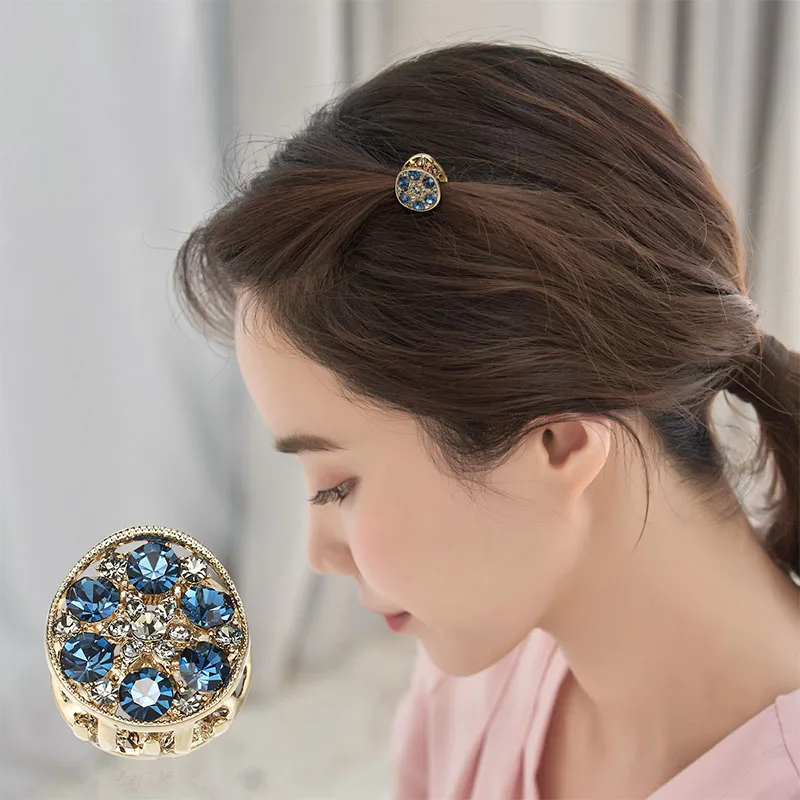 

CHIMERA Mini Hair Jaw Claw Stylish Round Alloy Rhinestone Hair Claws Small Hair Crabs for Women Girls Bangs Hairpin Hairgrips