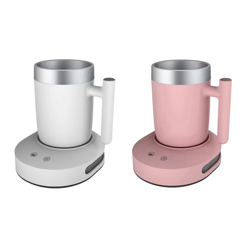 

2 Set 2 in 1 Cup Cooler or Warmer, Water Milk Desktop Heater Heating or Cooling Beverage Temperature,White & Pink