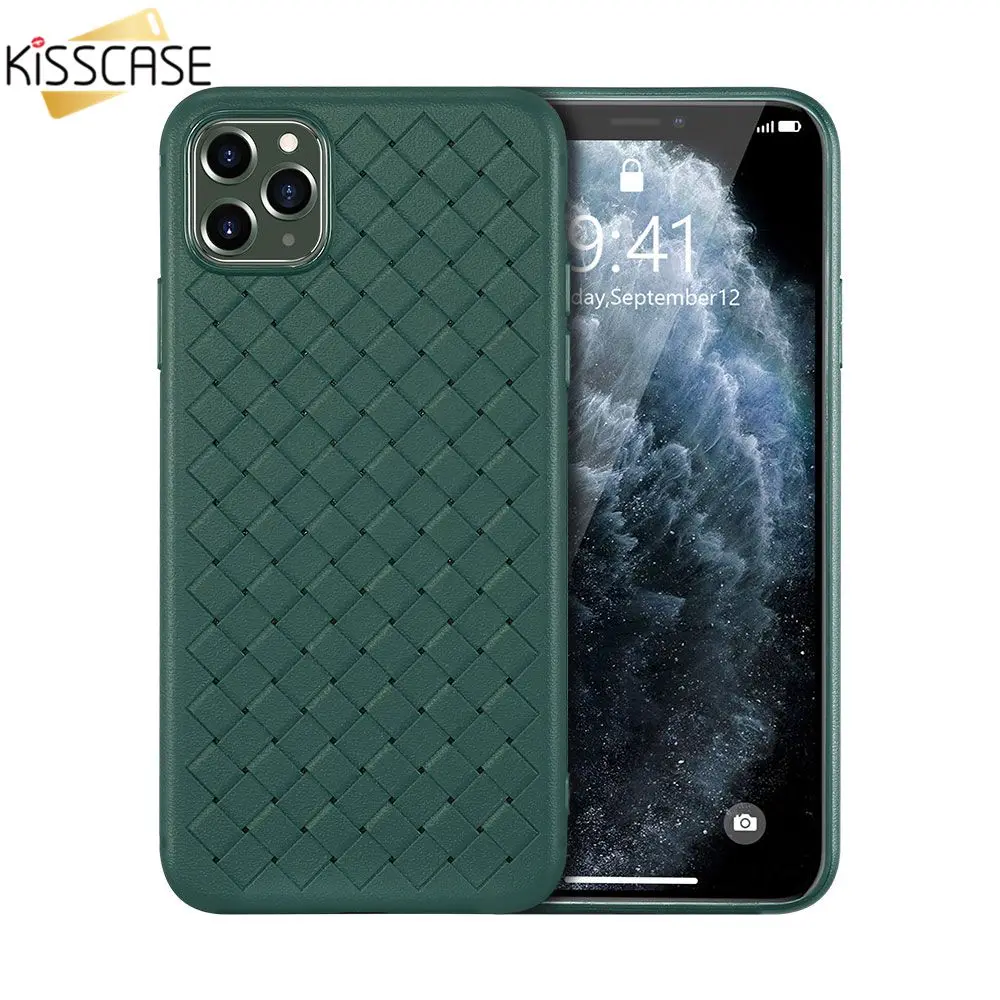 Чехол KISS тканый силиконовый чехол для телефона iPhone 11 Pro Max бизнес сетка мягкий ТПУ